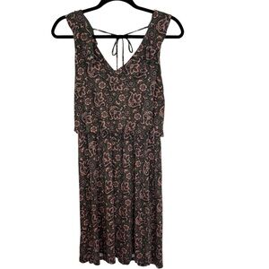 Ann Taylor LOFT Paisley Print Ruffle V-Neck Tie Back Dress
